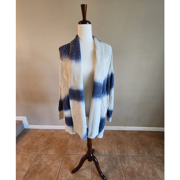 J.Jill Sweaters - NWT J Jill Hand-Painted Blue and Cream Cardigan SZ Large Tall Coastal Beach